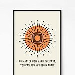 Begin Again Motivational Quote Wall Art