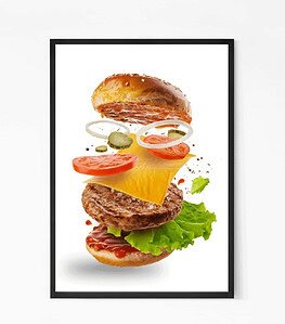 Delicious Hamburger Wall Art For Kitchen