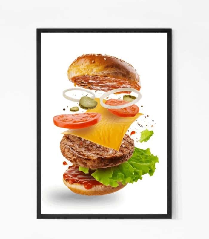 Delicious Hamburger Wall Art For Kitchen