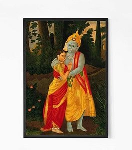 Krishna embracing Radha Wall Art