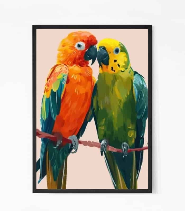 Love parrots Painting Wall Art Love parrots Painting Wall Art
