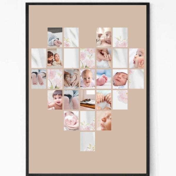 Heart Shape Baby Collage Photo Frame