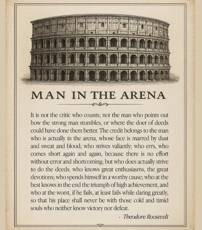 Man In The Arena Quote Wall Art