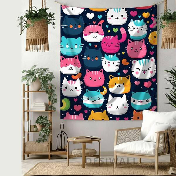 Buy Cute Kitty Tapestry Wall Hang
