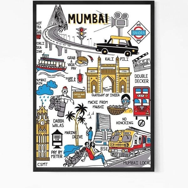 Mumbai Map Wall Art