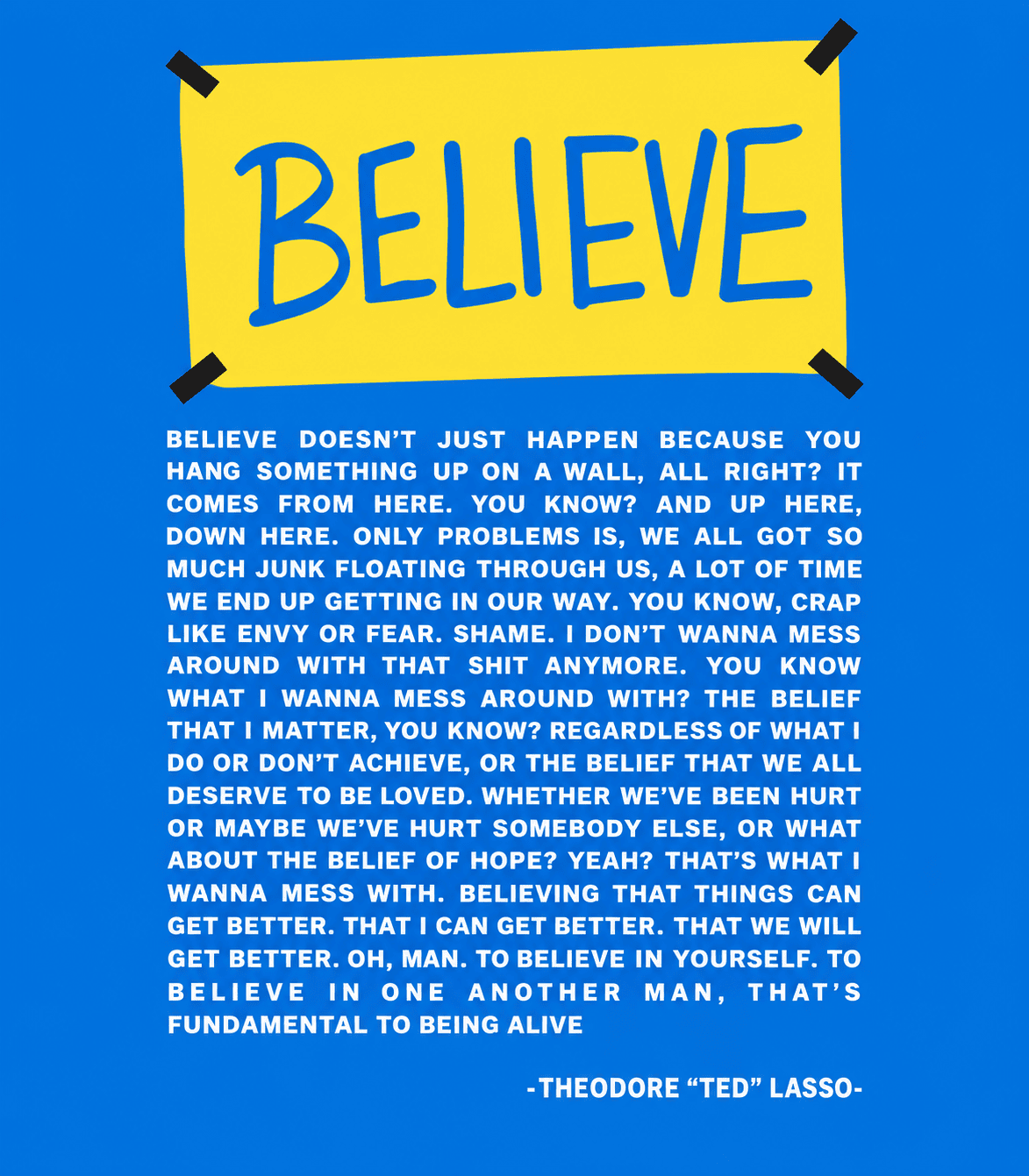 Believe quote wall art HD print with full Believe speech