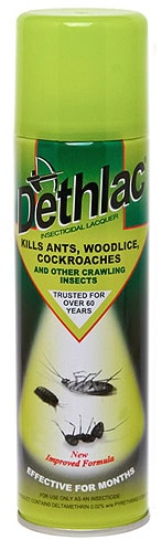 Aerosol Dethlac spray for insect and pest control. Effective against ants, woodlice, cockroaches, an.