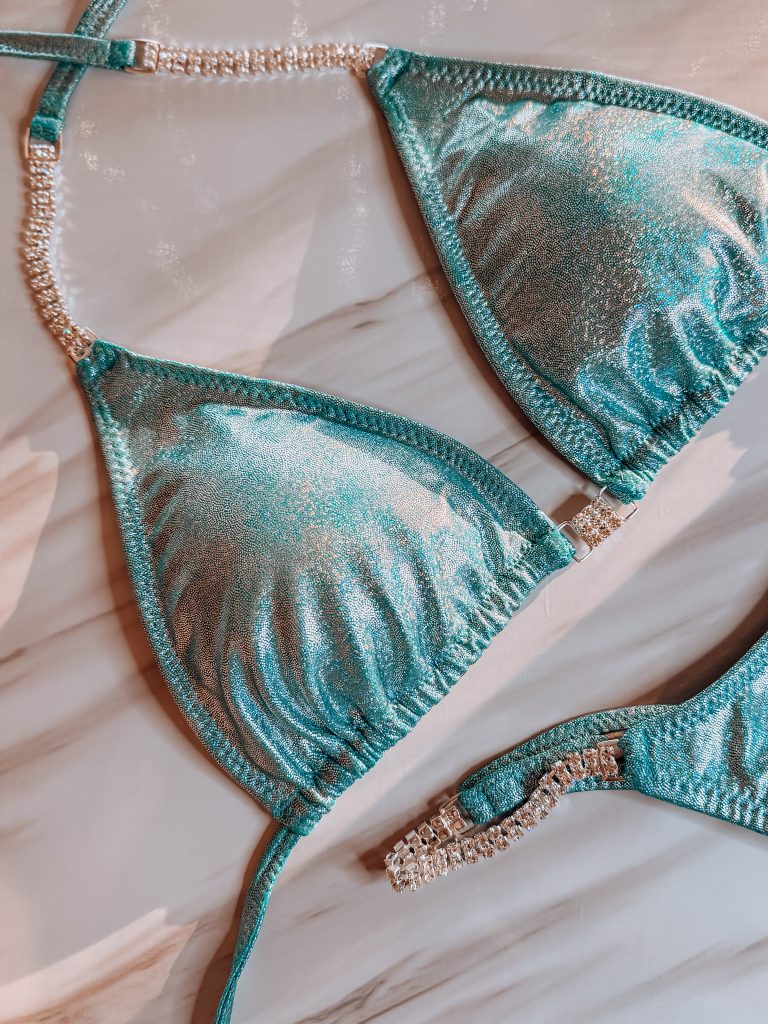 Jade competition triangle top with rhinestone connectors