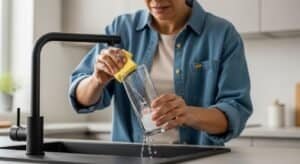 glass cup brush washer in kitchen sink cleaning tool