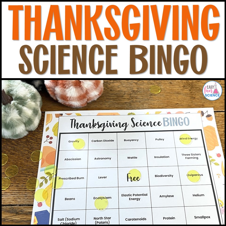 Thanksgiving bingo game for science