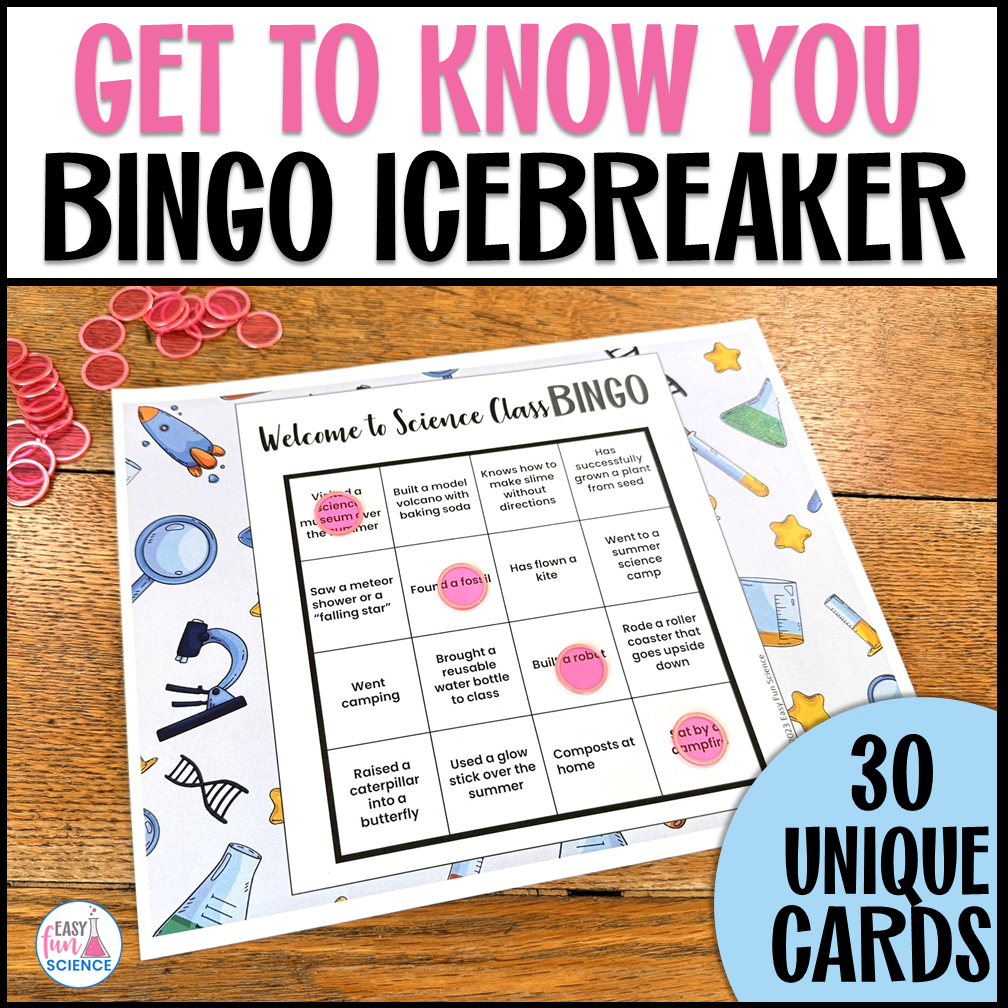 Get to know you bingo game for middle school science