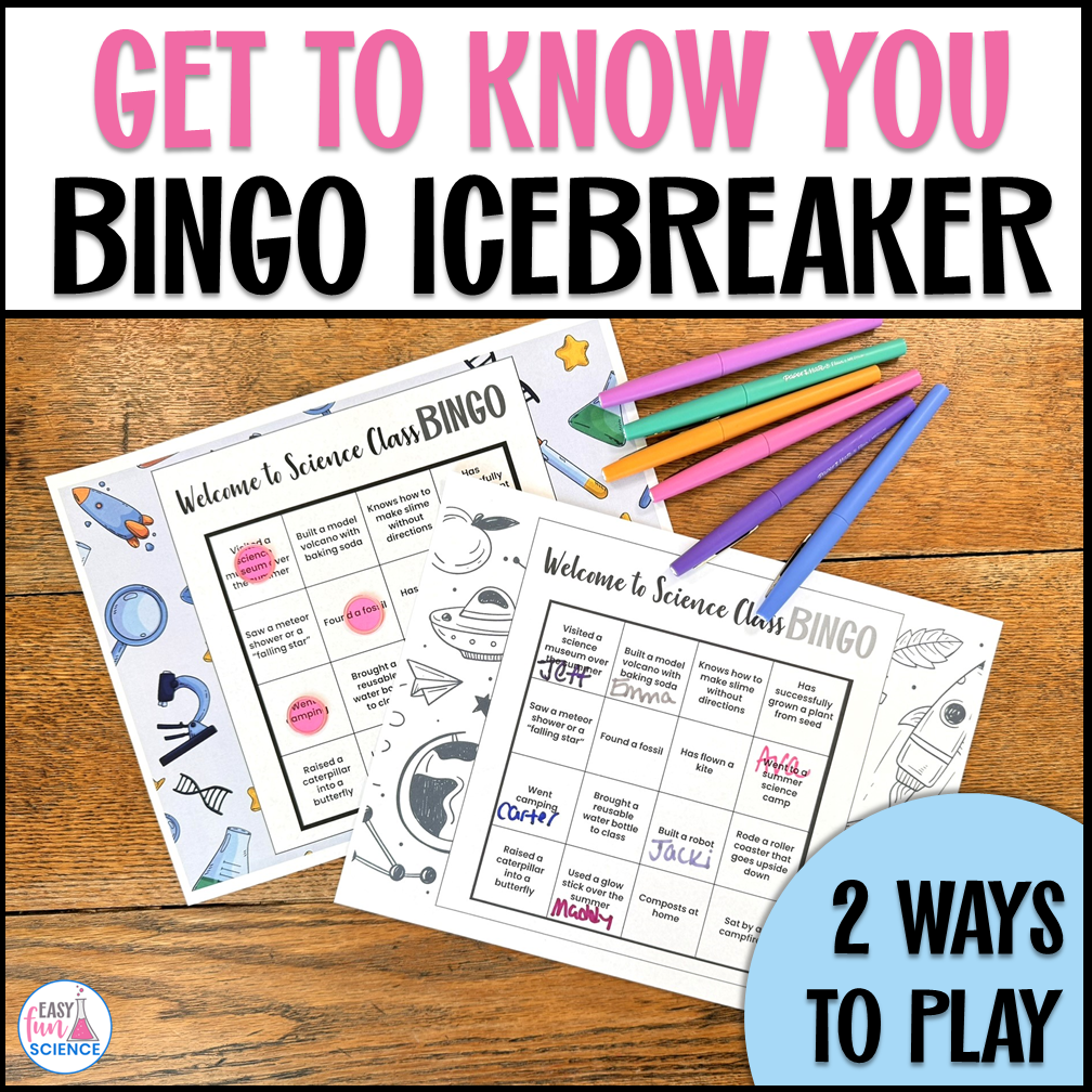 Get to know you bingo activity for science