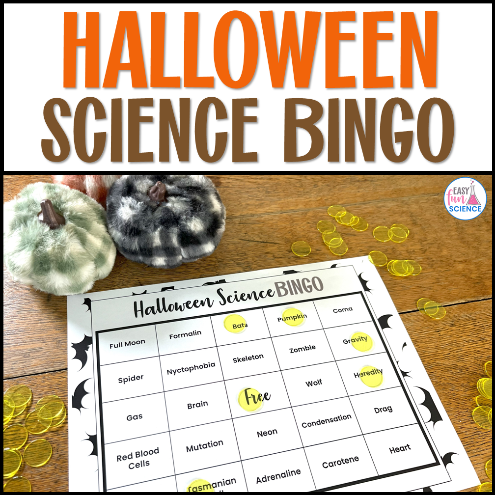 Halloween science bingo for middle and high school students