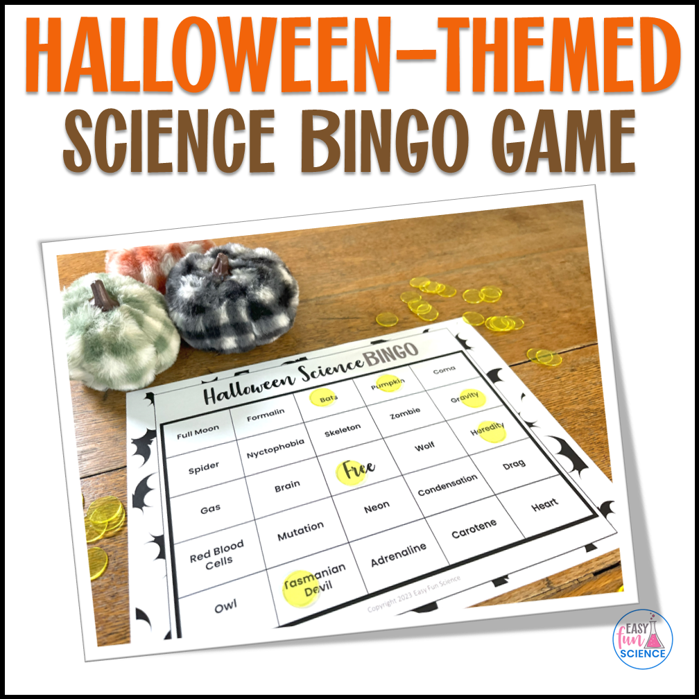 Halloween-themed science bingo game