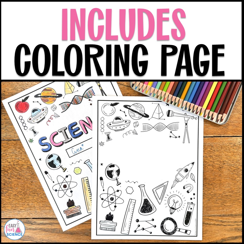 Coloring page option for science folder cover