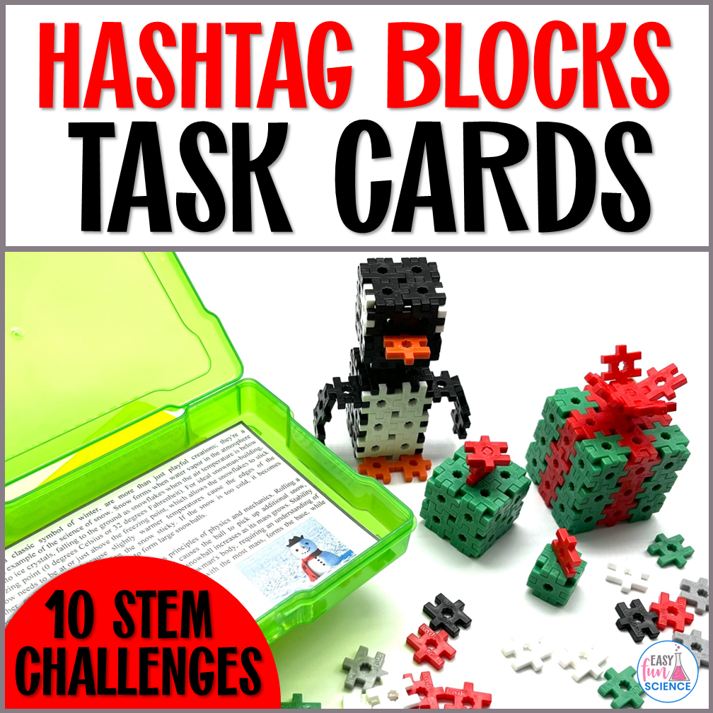 Christmas Hashtag Block STEM Task Cards for Classroom Centers
