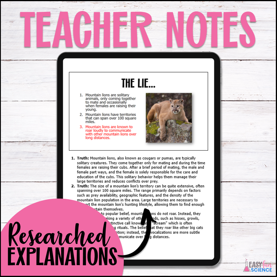 Resource for teaching halloween nocturnal animals with middle school students, featuring a no-prep science game and bell ringer activities.