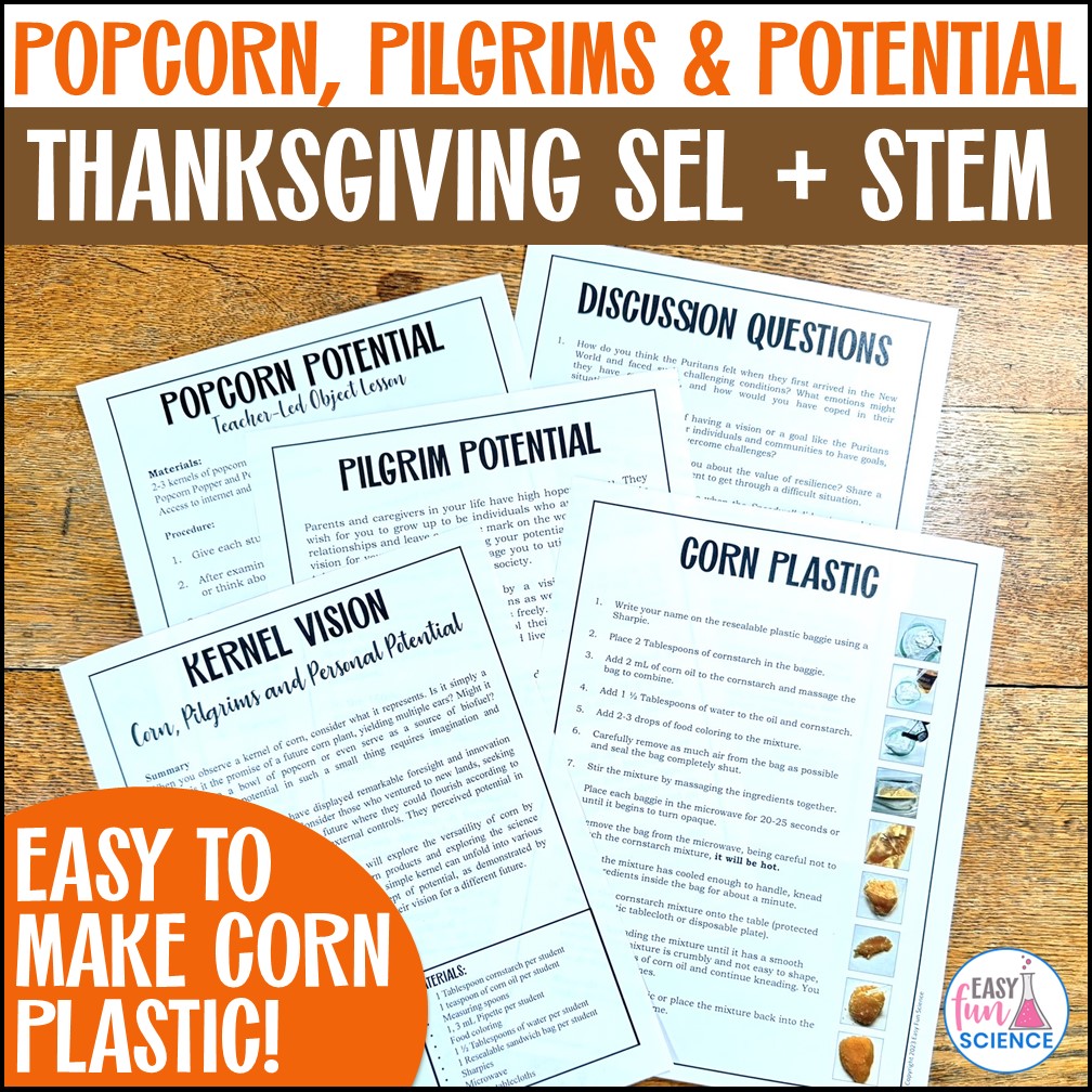 Thanksgiving STEM middle school activities with science experiment
