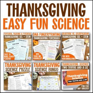 Middle school Thanksgiving science activities and games