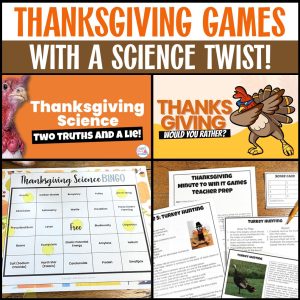 Printable Thanksgiving science games and activities for middle school students