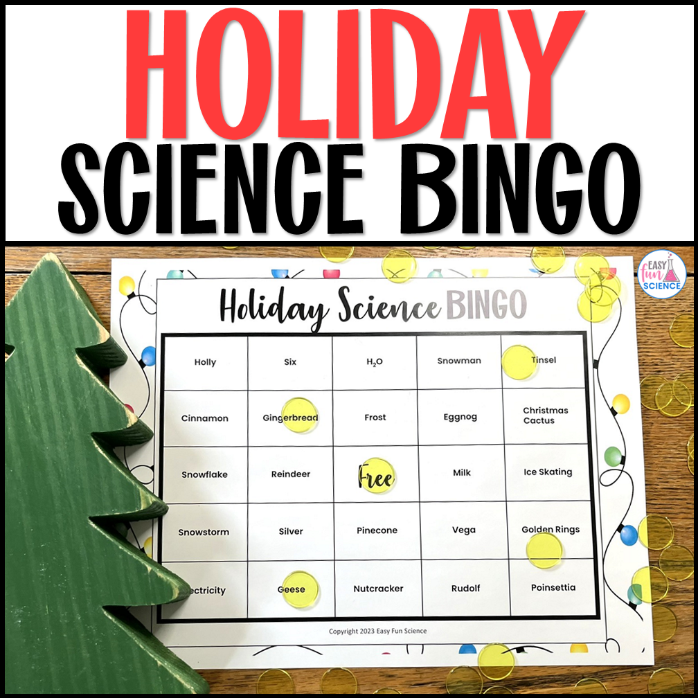 Printable Christmas Science Bingo classroom activity.