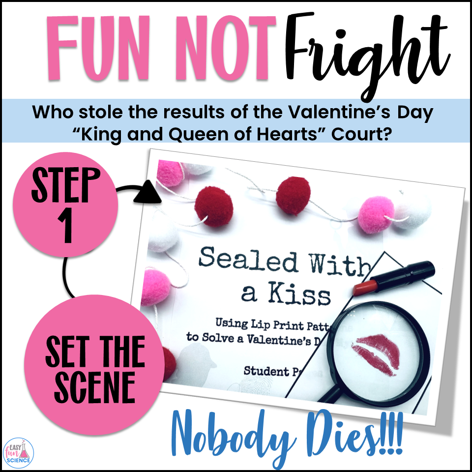 Forensic Science Valentine's Day Activity, analyzing clues and solving a mystery in a fun, educational STEM setting.