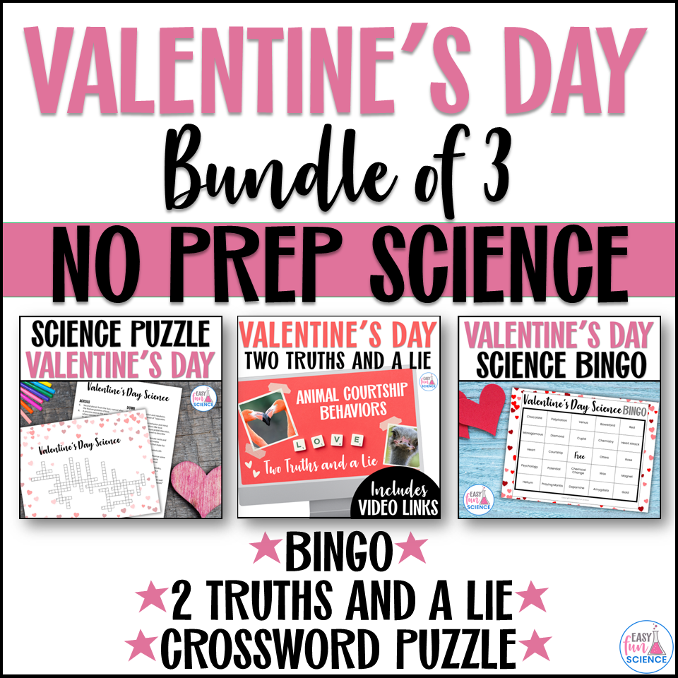 Valentine's Day No Prep Bundle activities including games, STEM challenges, and classroom worksheets for a fun and easy holiday celebration.