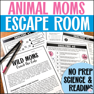 Animal Moms Escape Room printable worksheets