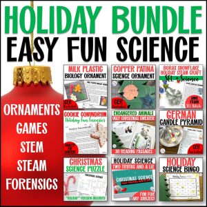 Printable Christmas science bundle activities for middle school classrooms.