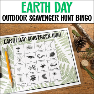 Earth Day scavenger hunt printable worksheet for kids