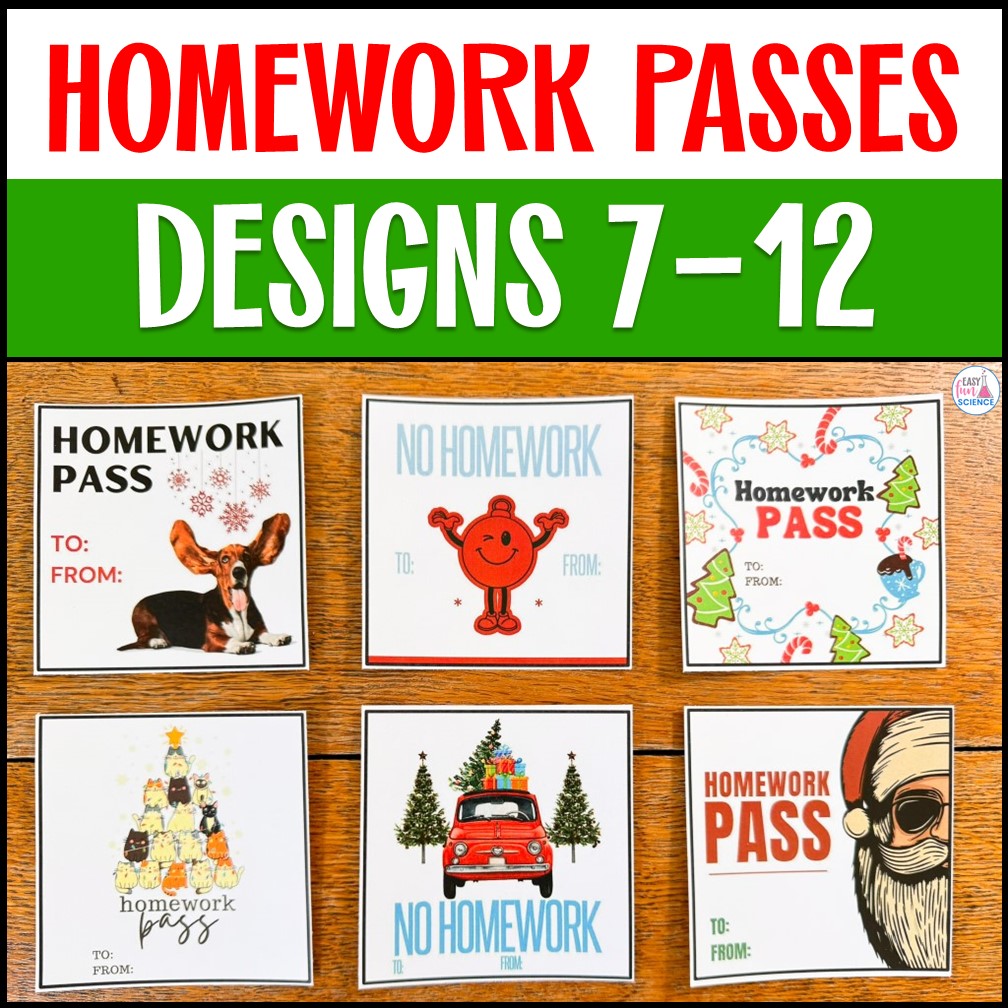Christmas homework pass printable for students