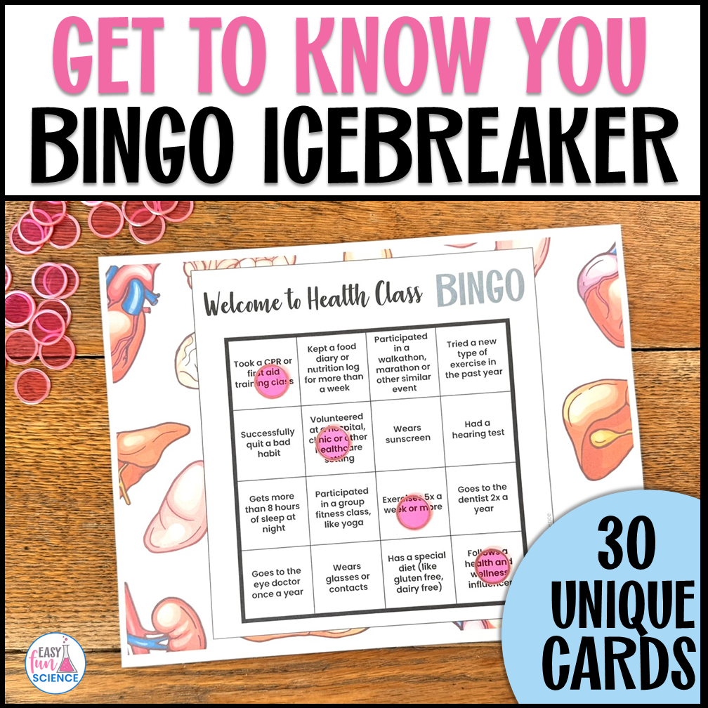 Printable health science icebreaker