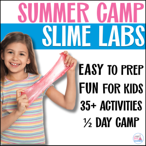 experimenting with colorful slime in a STEM summer camp lab