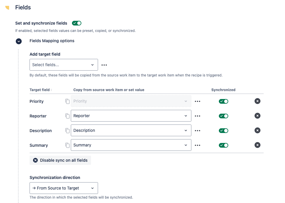Jira Fields to copy