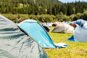 Tents surrounded by trees