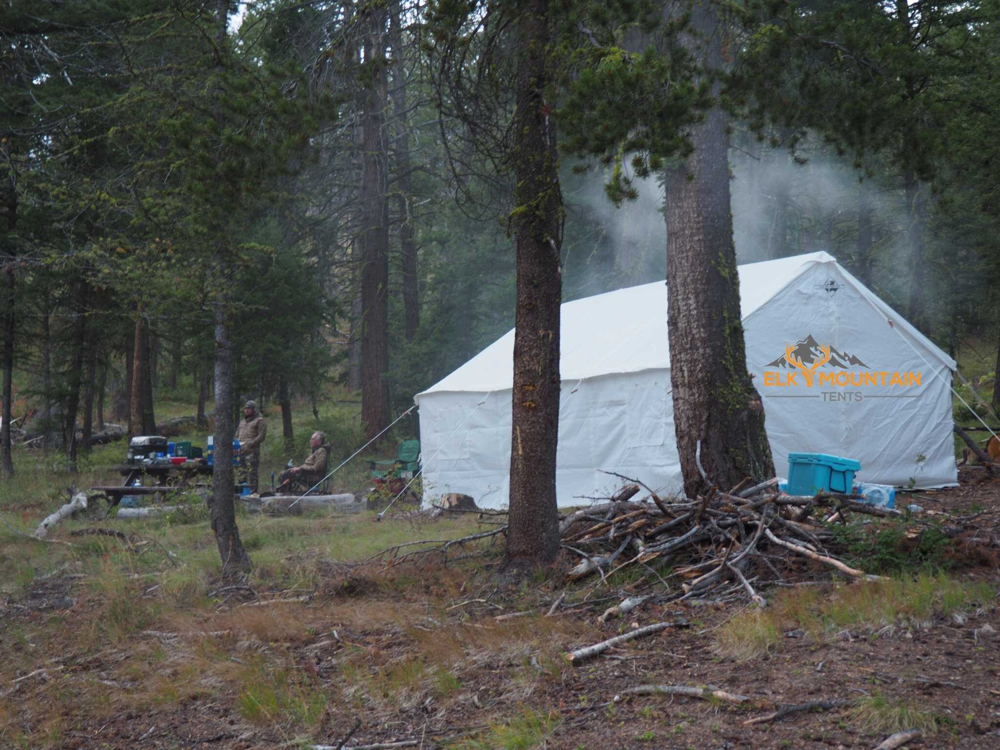 Lightweight backpacking tent setup in Idaho