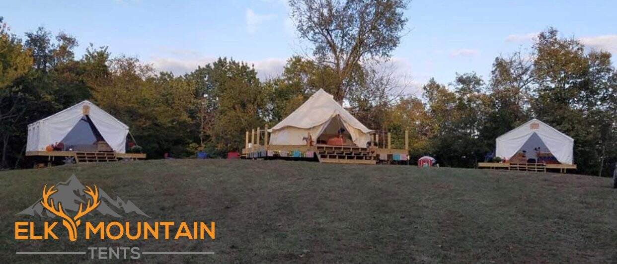 Canvas tent accessories and setup