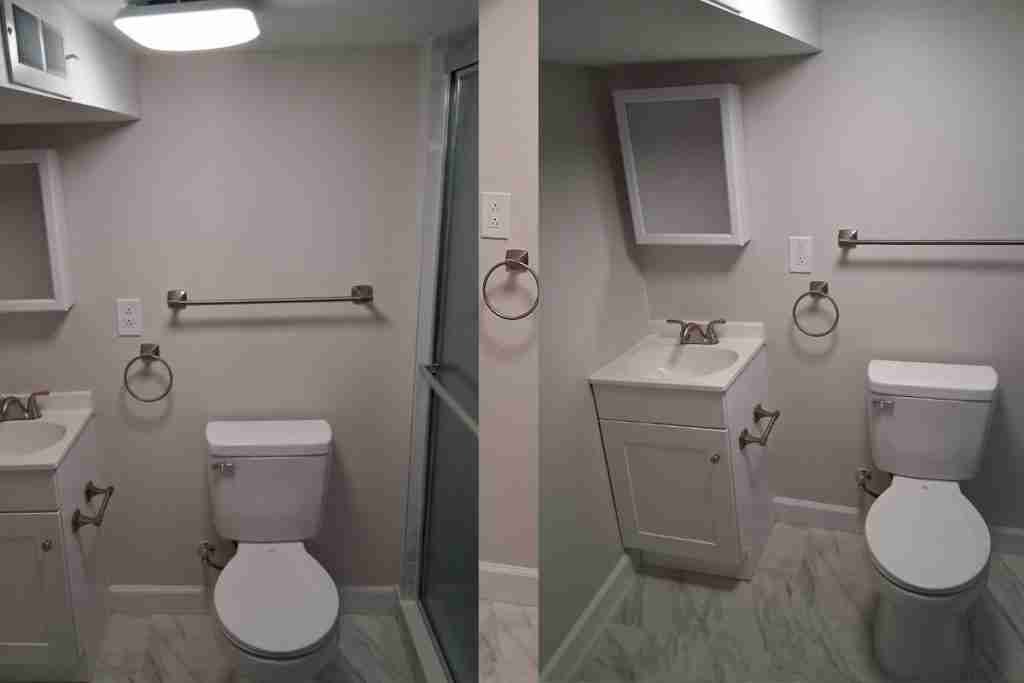 Modern bathroom remodeling with walk-in shower – New Jersey
