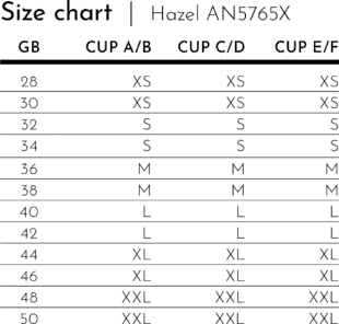 Hazel size chart