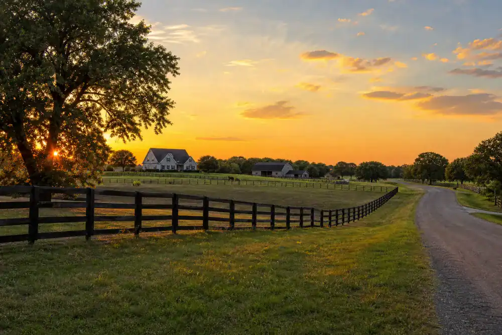 Scenic rural landscape near homes in Aubrey, Texas