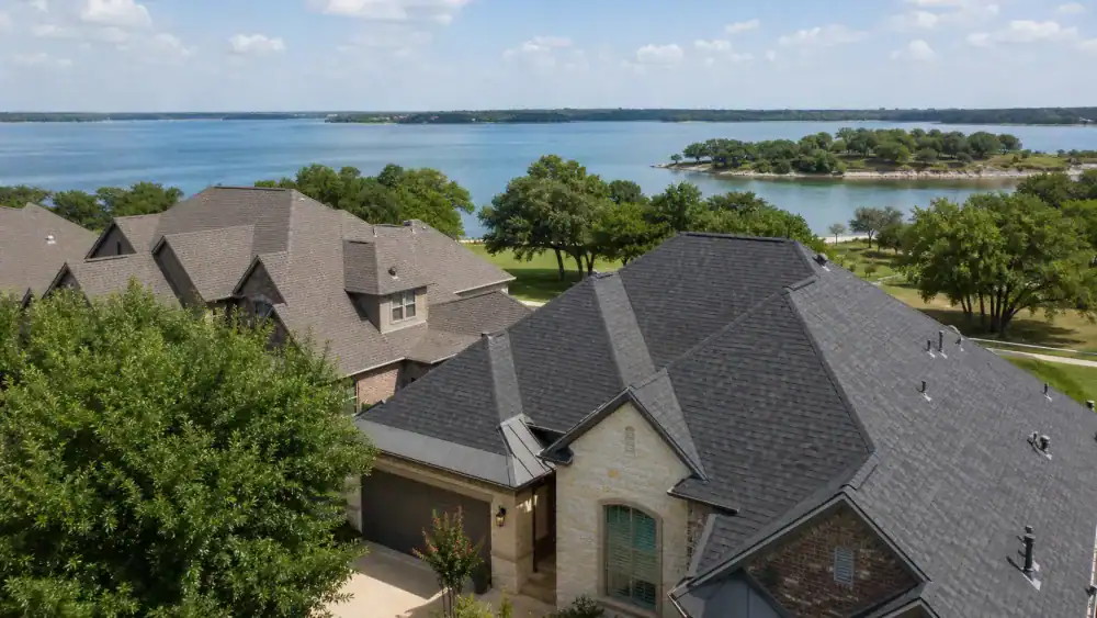 Residential homes near open land in Little Elm, Texas