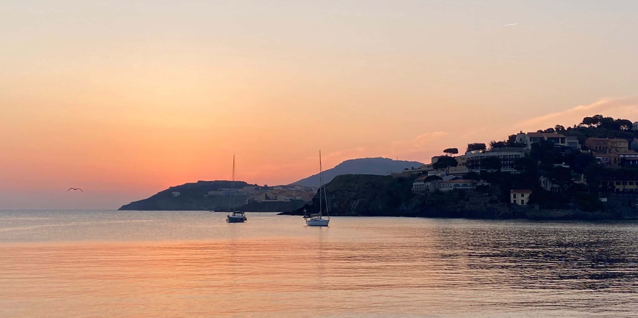 This is the kind of sunset you can enjoy at the end of the day in Collioure France
