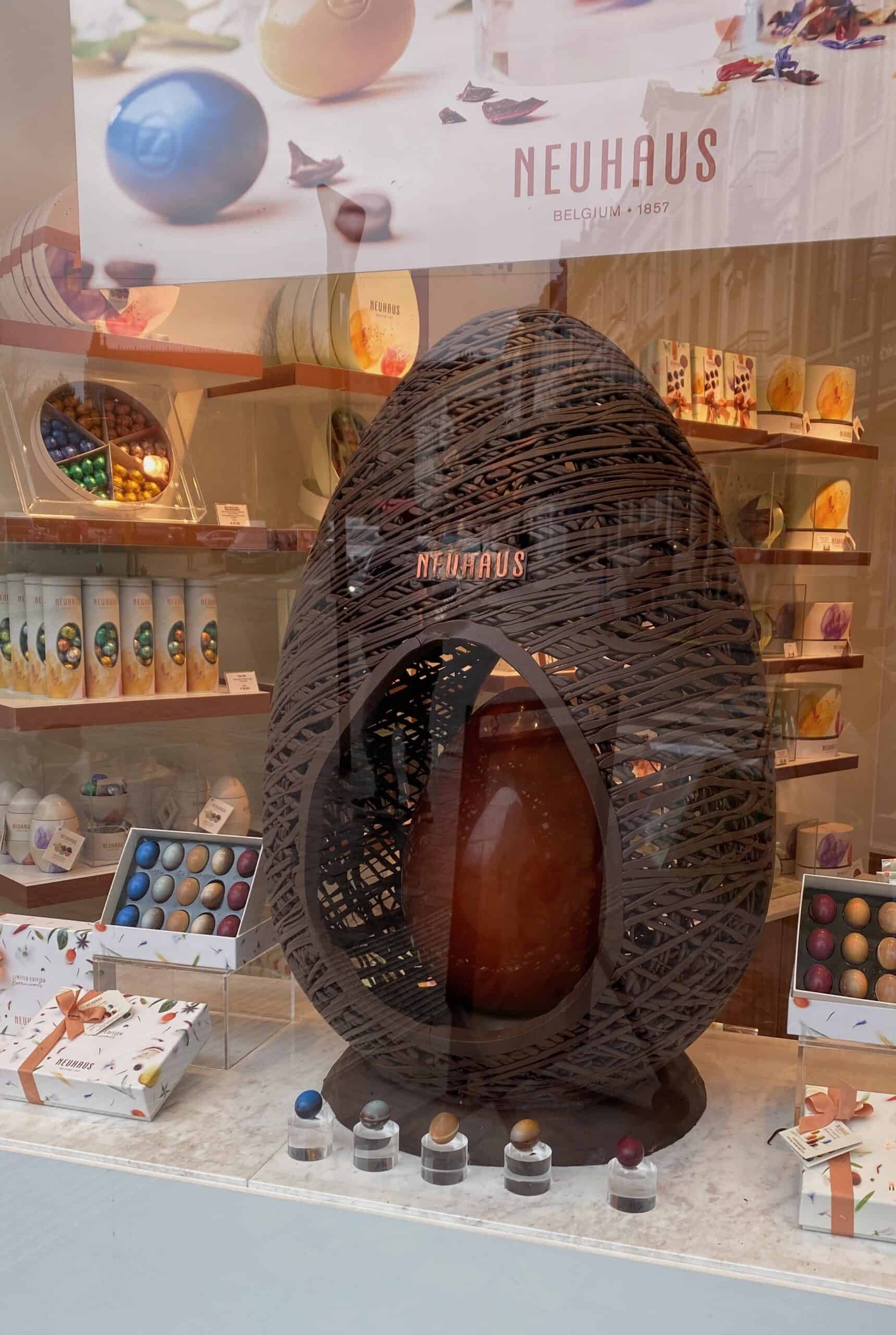best-chocolates-in-brussels A special Easter egg in the window of Neuhaus