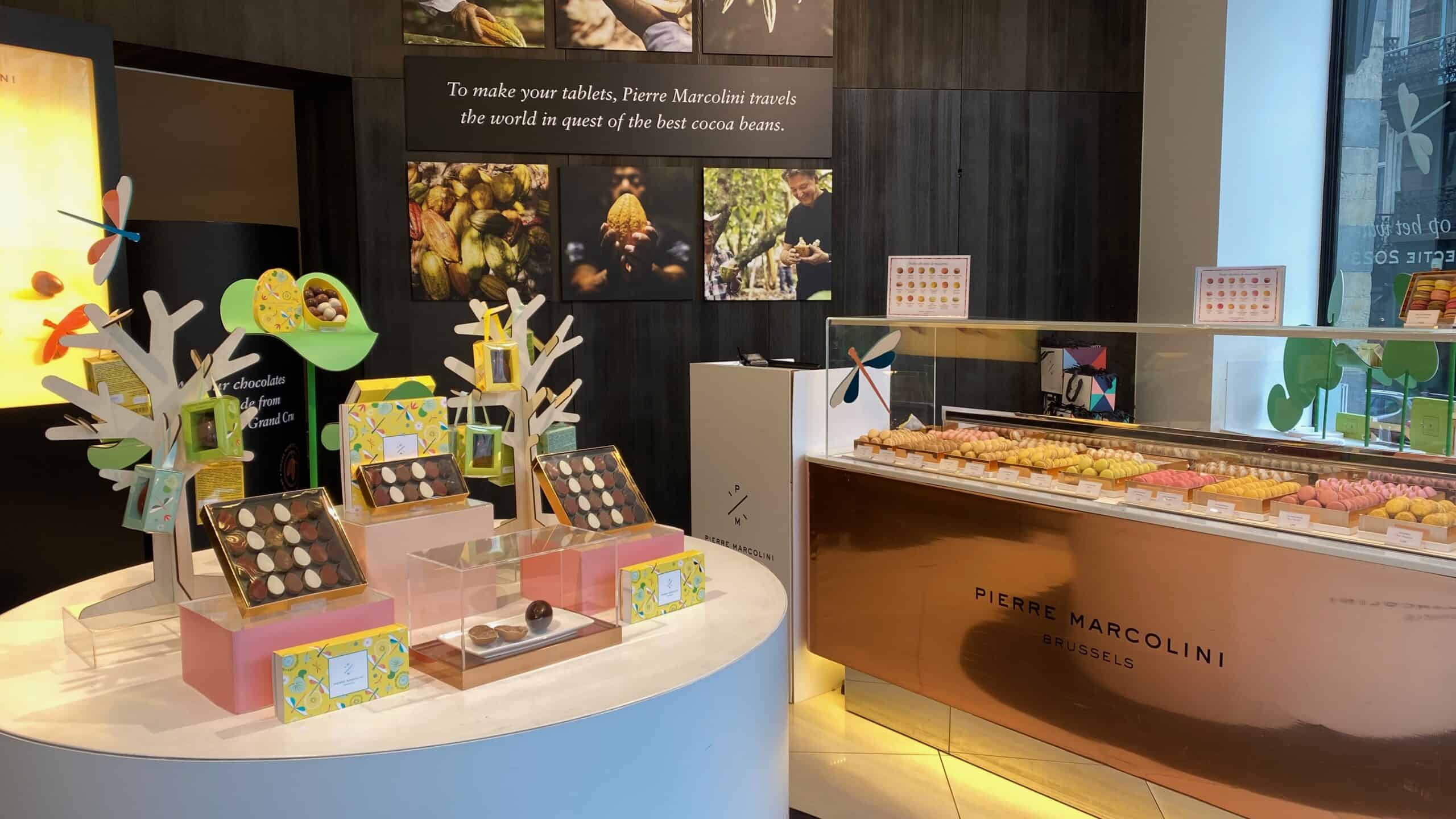 best-chocolates-in-brussels Inside the Pierre Marcolini store - such beautiful chocolate displays.