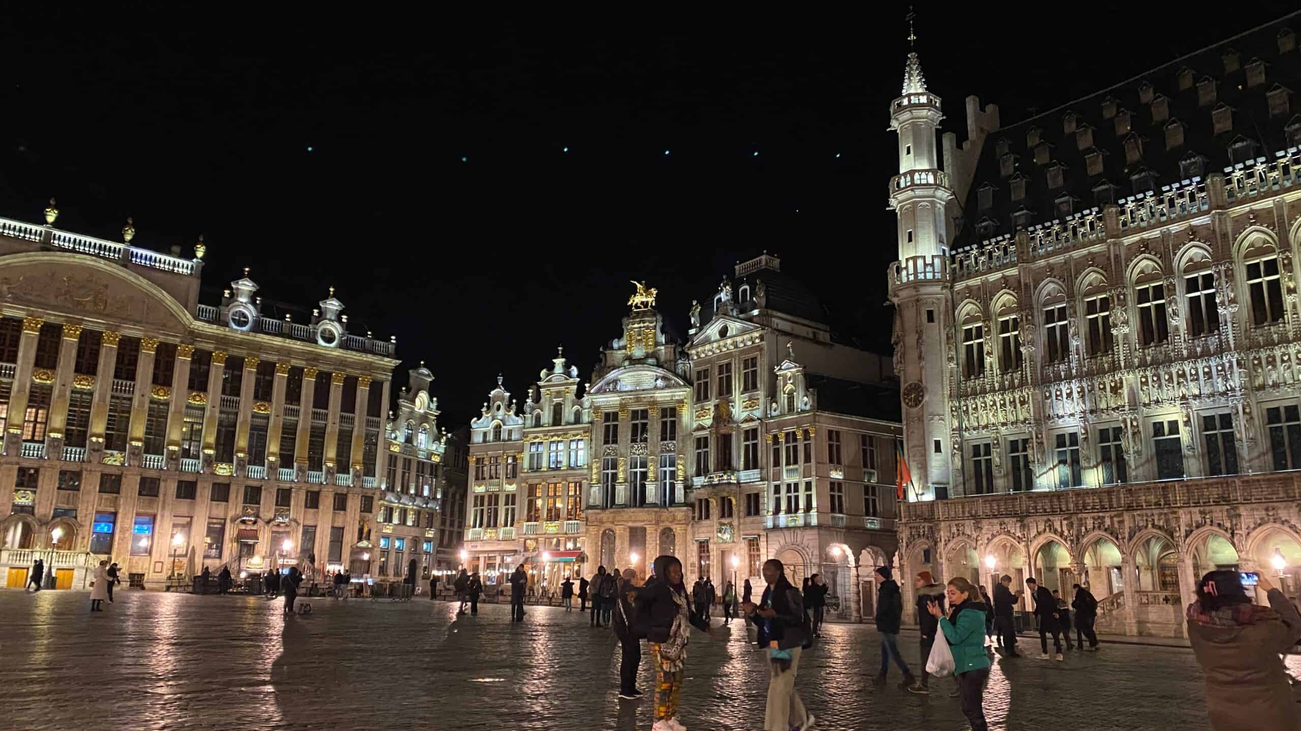 is-brussels-worth-visiting The centre of the Old Town in Brussels is an amazing location that is lit up at night.