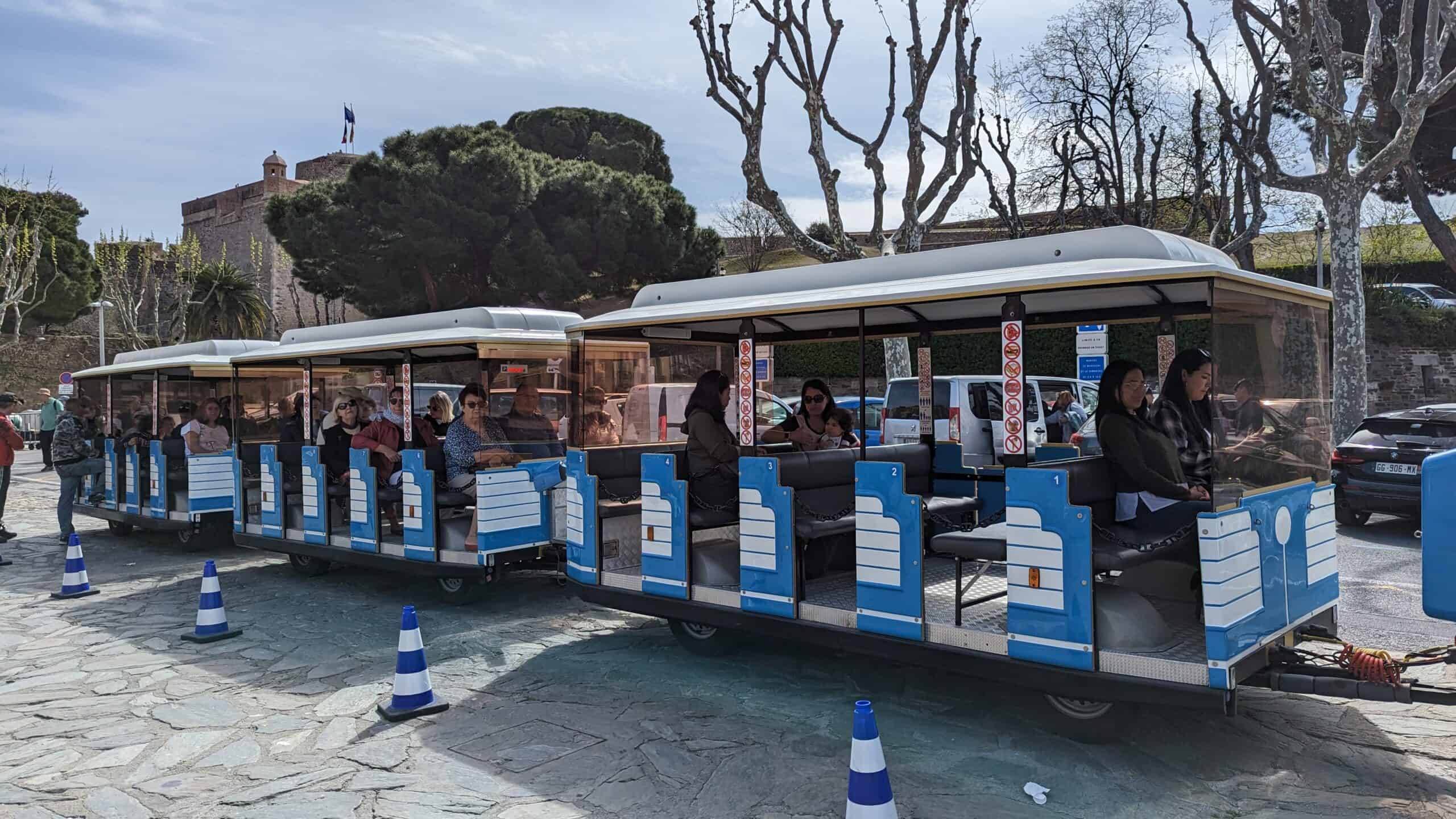 Be sure to take this cute little tourist train for a wonderful ride up through the vineyards over to Port-Vendres