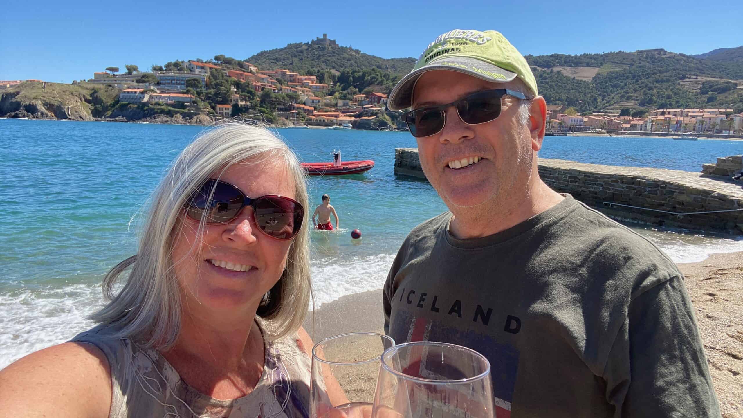 Our selfie on the beach in Collioure