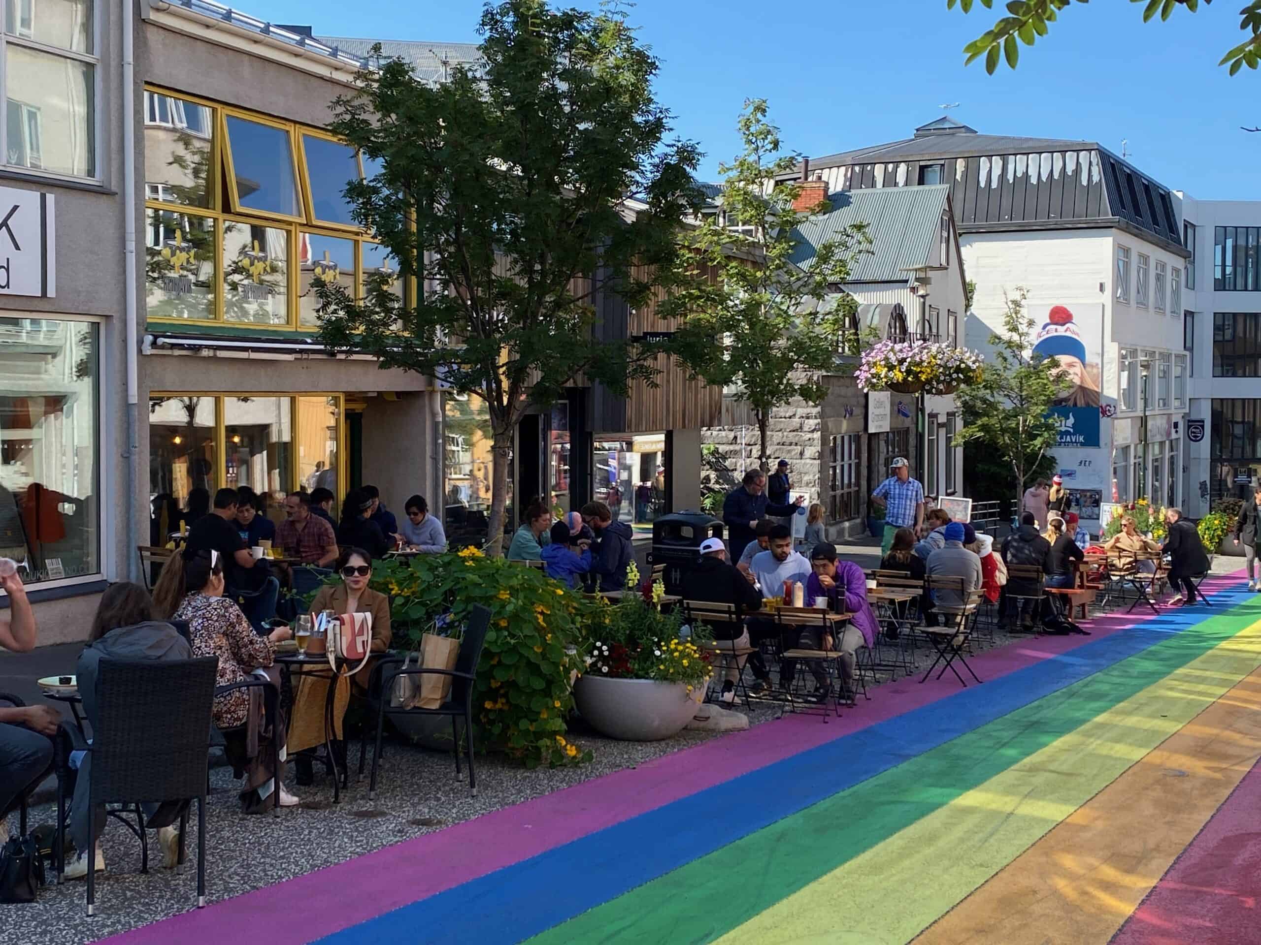 Laugavegur Street decorated for Pride