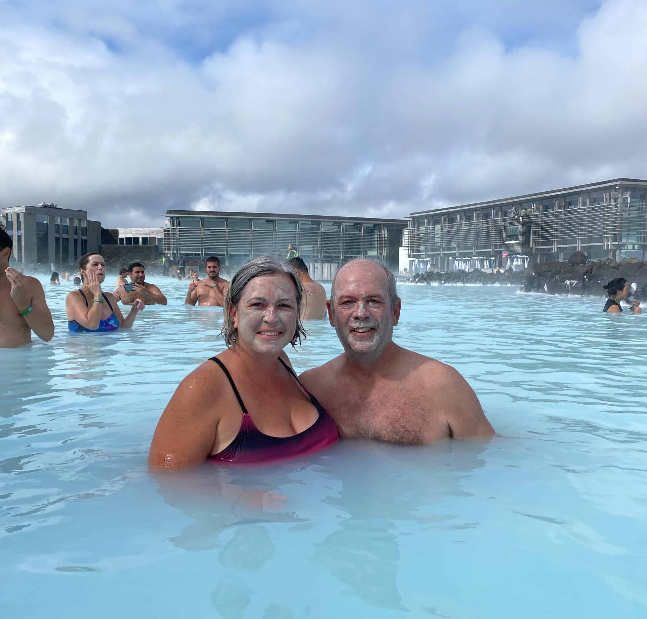 Enjoying the face masks at the Blue Lagoon - this is the kind of activity that makes Iceland worth visiting