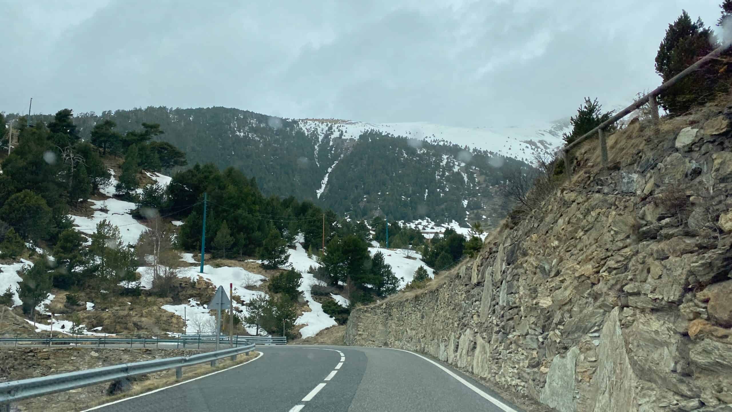 Driving through the Pyrenees Mountains